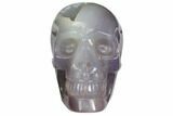 Polished Agate Skull with Druzy Quartz Crystal Pocket #148105-1